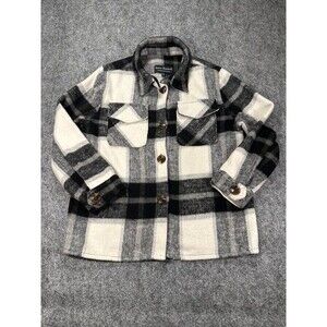 Black White Plaid Shacket WMNS M Chore Jacket Cabin Core Spring Layering Utility